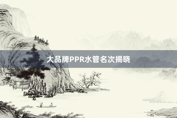 大品牌PPR水管名次揭晓